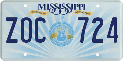 MS license plate ZOC724