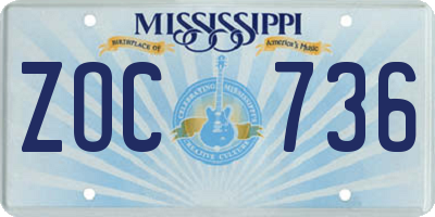 MS license plate ZOC736