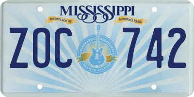 MS license plate ZOC742