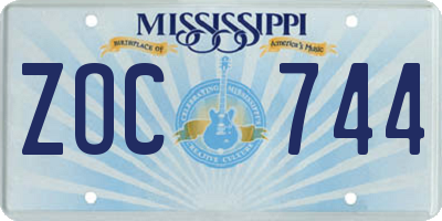 MS license plate ZOC744