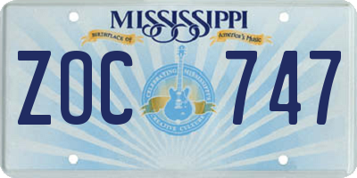 MS license plate ZOC747