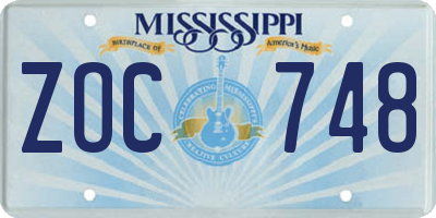 MS license plate ZOC748