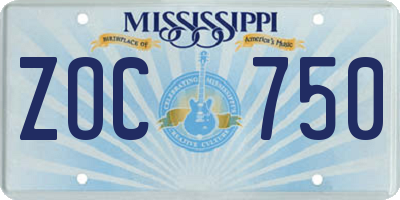MS license plate ZOC750