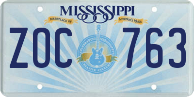 MS license plate ZOC763