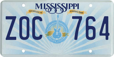 MS license plate ZOC764