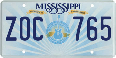 MS license plate ZOC765