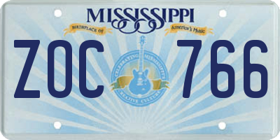 MS license plate ZOC766