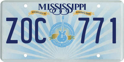 MS license plate ZOC771