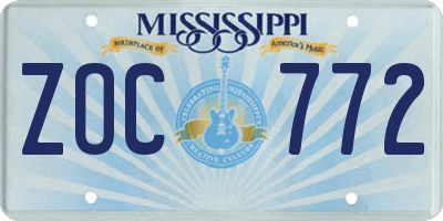 MS license plate ZOC772