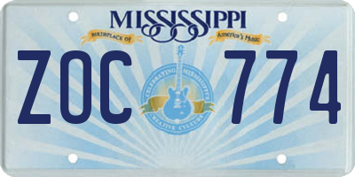MS license plate ZOC774