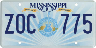 MS license plate ZOC775
