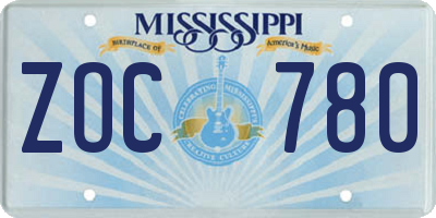 MS license plate ZOC780