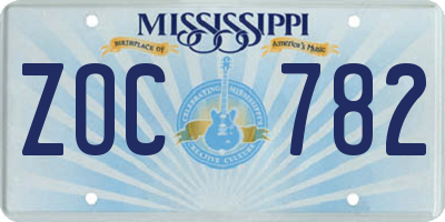 MS license plate ZOC782
