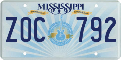MS license plate ZOC792