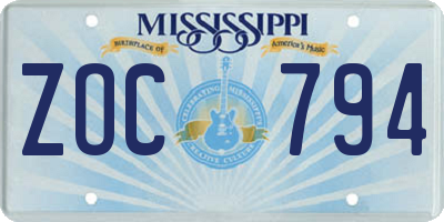 MS license plate ZOC794