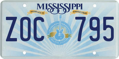 MS license plate ZOC795