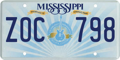 MS license plate ZOC798