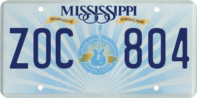 MS license plate ZOC804