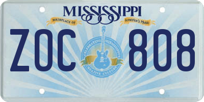 MS license plate ZOC808