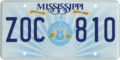 MS license plate ZOC810