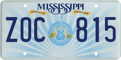 MS license plate ZOC815
