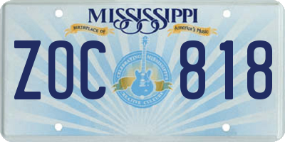 MS license plate ZOC818