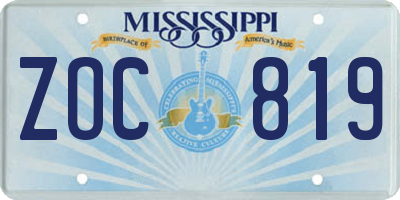 MS license plate ZOC819