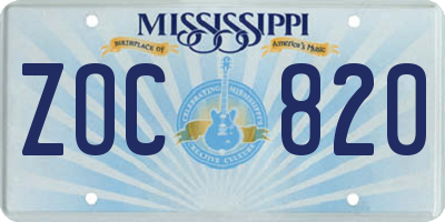 MS license plate ZOC820