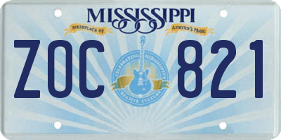 MS license plate ZOC821