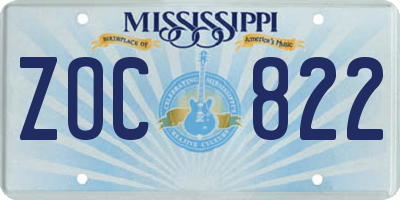 MS license plate ZOC822