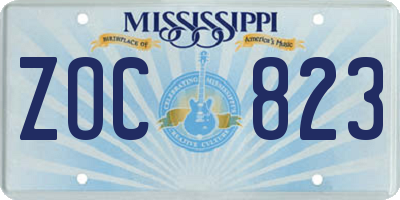 MS license plate ZOC823