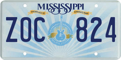 MS license plate ZOC824