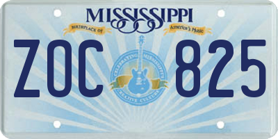 MS license plate ZOC825