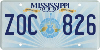MS license plate ZOC826
