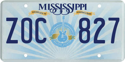 MS license plate ZOC827
