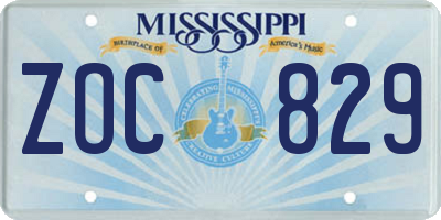 MS license plate ZOC829