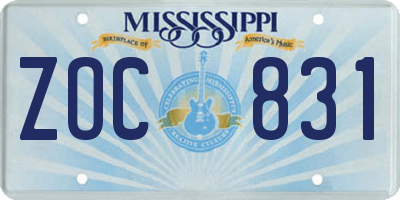 MS license plate ZOC831