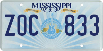 MS license plate ZOC833