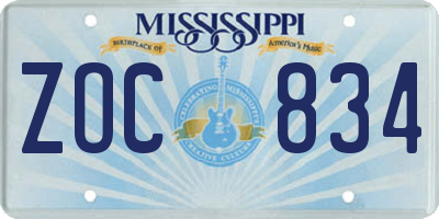 MS license plate ZOC834