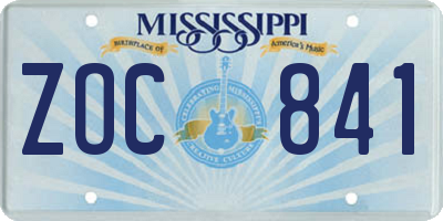 MS license plate ZOC841
