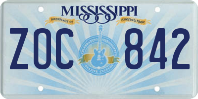 MS license plate ZOC842