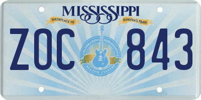 MS license plate ZOC843