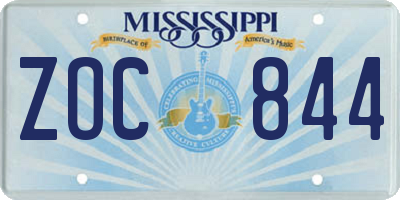 MS license plate ZOC844