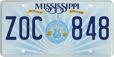 MS license plate ZOC848