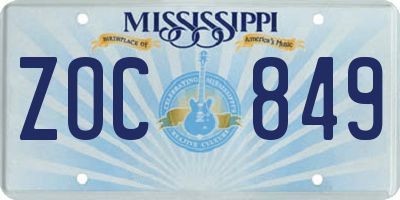 MS license plate ZOC849
