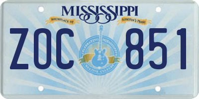 MS license plate ZOC851