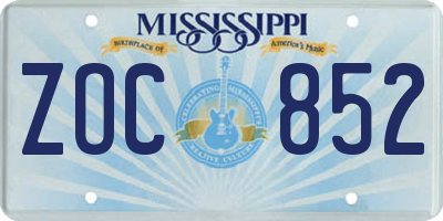 MS license plate ZOC852