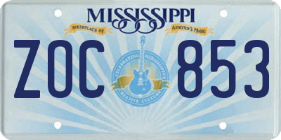 MS license plate ZOC853