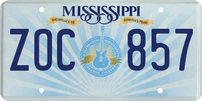 MS license plate ZOC857