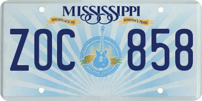 MS license plate ZOC858